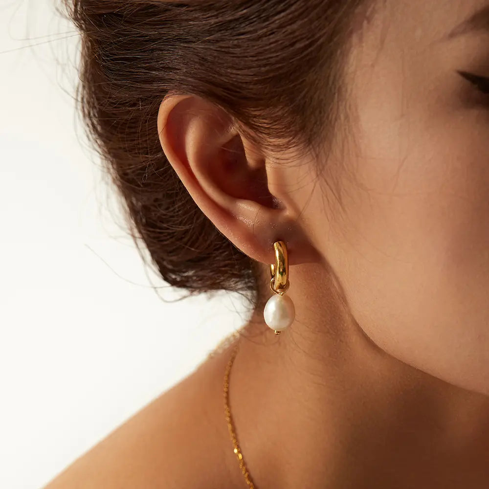 Pearl Hoops | Lourell Chic