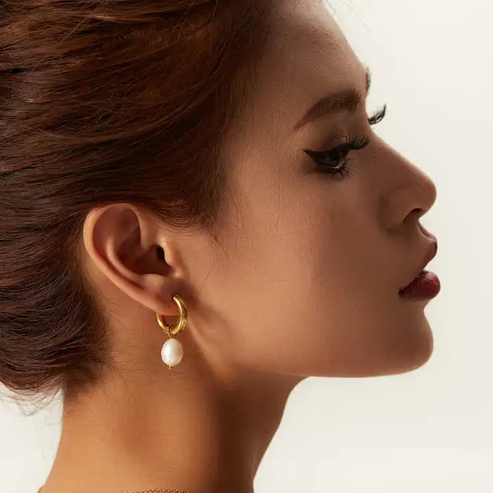 Pearl Hoops | Lourell Chic