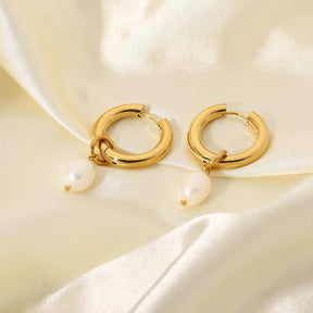 Pearl Hoops | Lourell Chic