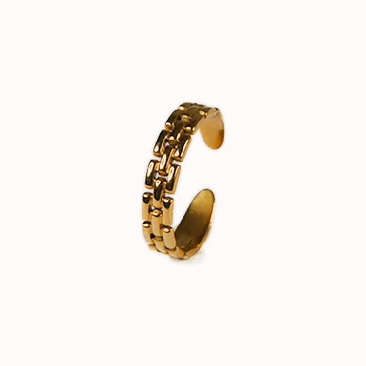 Verstellbarer Kettenring in Gold – offener Ring aus 18k vergoldetem Edelstahl.