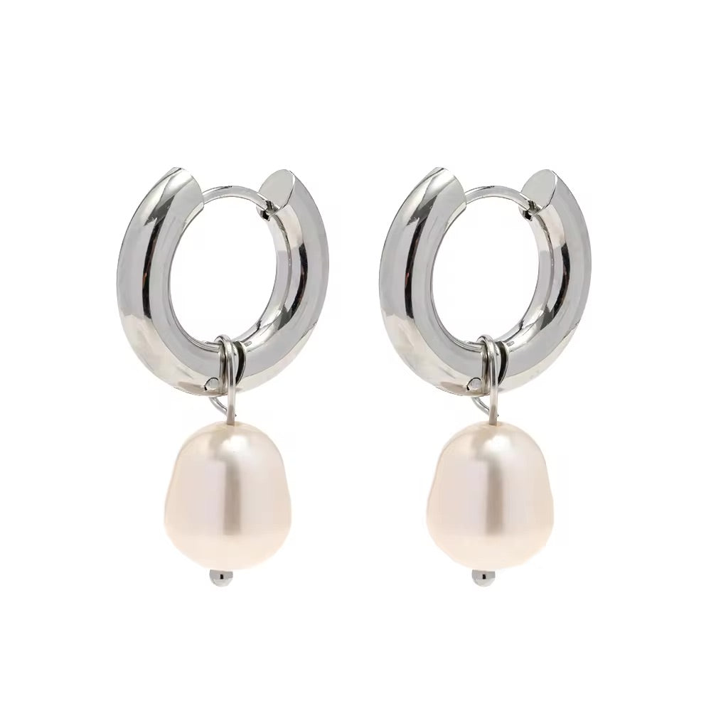 Pearl Hoops | Lourell Chic