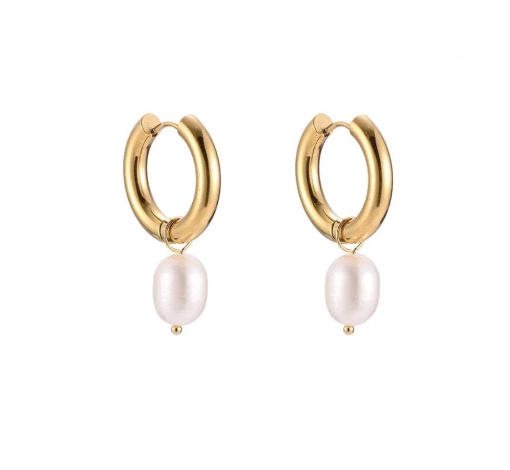 Pearl Hoops | Lourell Chic