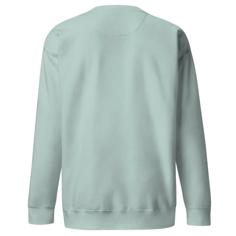 Rückansicht des schlichten, unbedruckten Crewneck-Sweatshirts in der Farbe Agave.